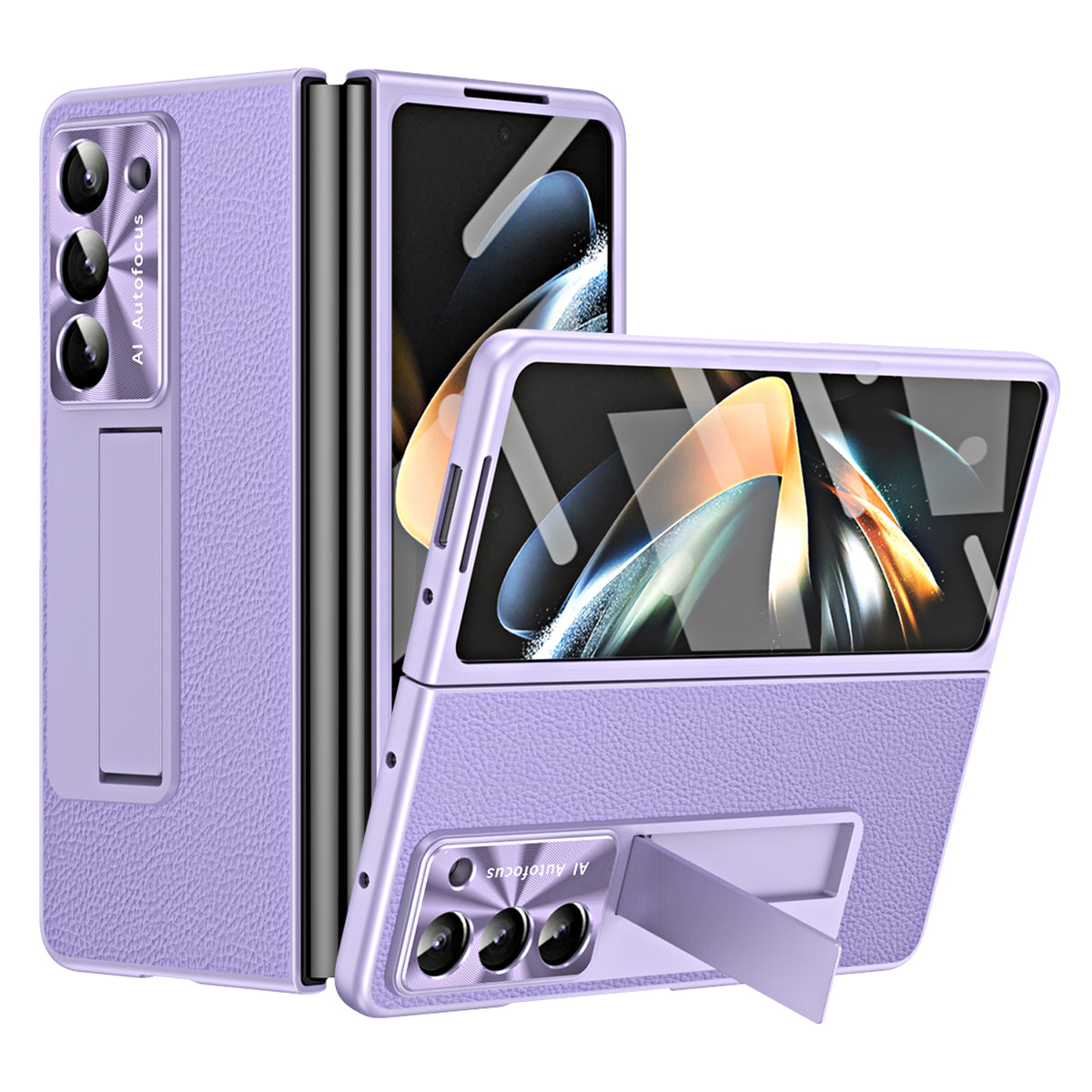 For Samsung Galaxy Z Fold5 5G Litchi Texture Leather PC Case Shockproof Kickstand Phone Cover For Samsung Galaxy Z Fold5 5G Litchi Texture Leather PC Case Shockproof Kickstand Phone Cover